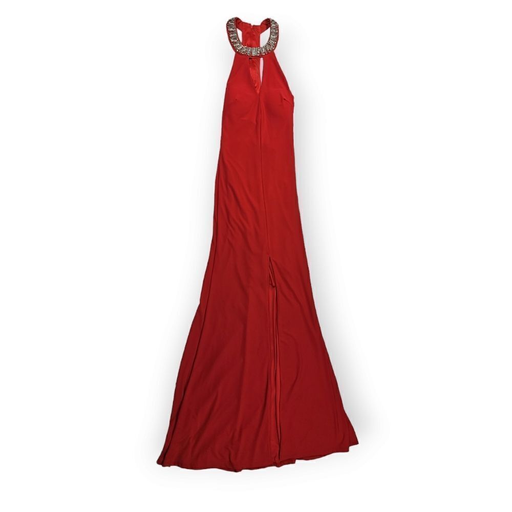 B.Darlin Red Rhinestone Choker Strappy Back Prom Dress‎ Juniors Size 1/2